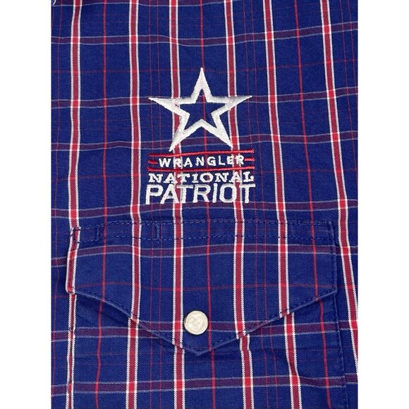 WRANGLER Mens XL Red White Blue National Patriot Pearl Snap Western SHIRT EUC - Picture 2 of 8